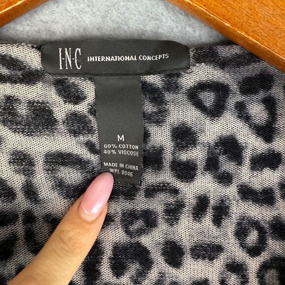 Y2K Leopard Print Black/White Long Sleeve Cardigan Ruffled Collar Size M - Picture 4 of 7